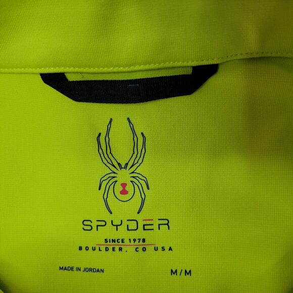 Spyder Citron Yellow Quarter Zip Long Sleeve 4 way Stretch Shirt Men's M NEW - Picture 3 of 9